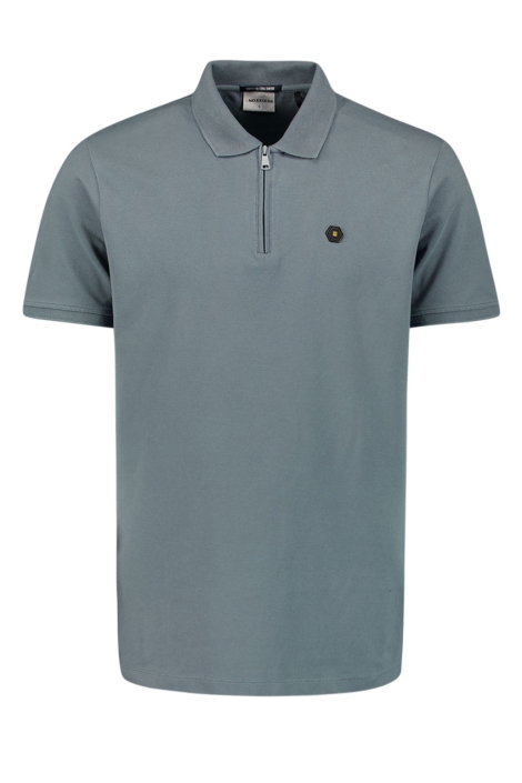 NO-EXCESS polo zip pique garment dyed